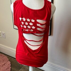 American Flag Cutout Red Tank
